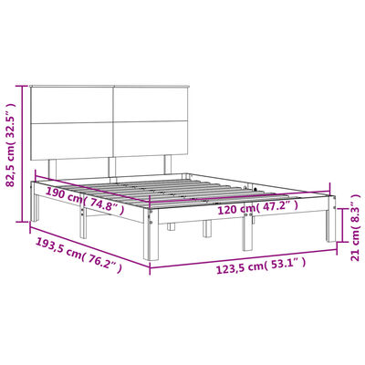 vidaXL sengeramme med sengegavl Small Double massivt træ hvid