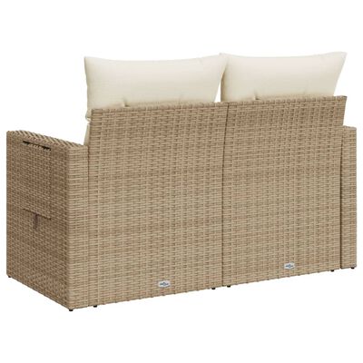 vidaXL 2-personers havesofa med hynder polyrattan beige