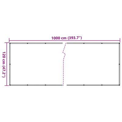 vidaXL altanafskærmning 1000x120 cm PVC plantedesign grøn