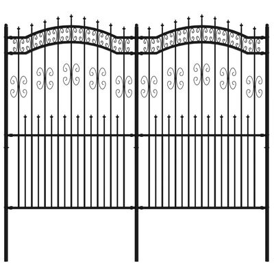 vidaXL havehegn med spydtop 222 cm pulverlakeret stål sort