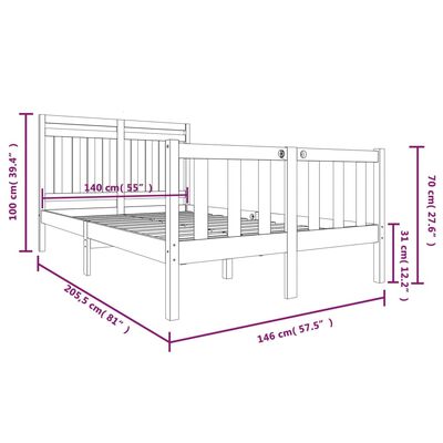 vidaXL sengeramme 140x200 cm massivt træ