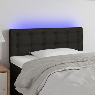 vidaXL sengegavl med LED-lys 100x5x78/88 cm stof sort