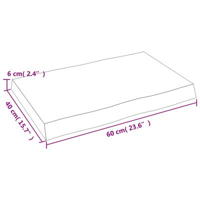 vidaXL bordplade 60x40x(2-6)cm naturlig kant ubehandlet massivt træ