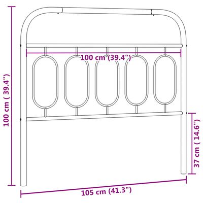 vidaXL sengegavl 100 cm metal hvid