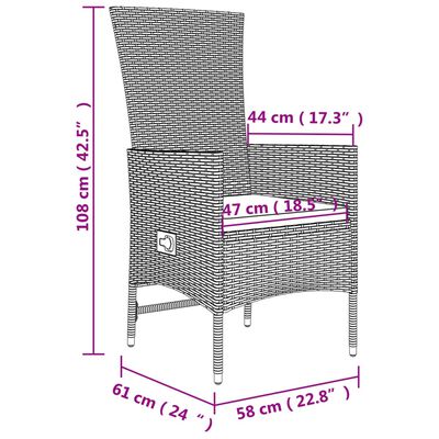 vidaXL spisebordssæt til haven 7 dele med hynder polyrattan beige