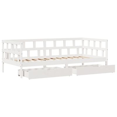 vidaXL daybed med skuffer 90x200 cm massivt fyrretræ hvid