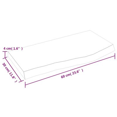 vidaXL bordplade til badeværelse 60x30x(2-4) cm massivt træ mørkebrun