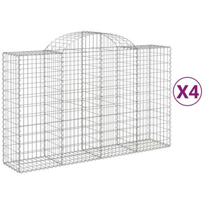 vidaXL buede gabionkurve 4 stk. 200x50x120/140 cm galvaniseret jern