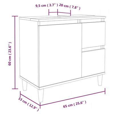 vidaXL badeværelsesskab 65x33x60 cm konstrueret træ grå sonoma-eg