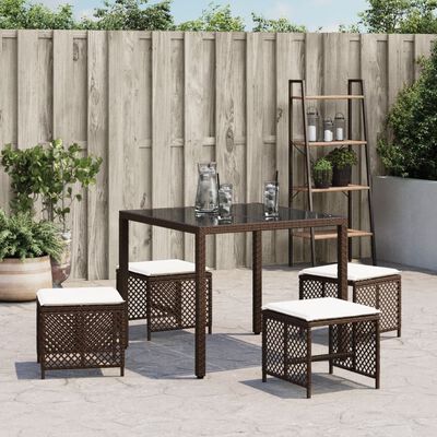 vidaXL haveskamler 4 stk. med hynder 41x41x36 cm polyrattan brun