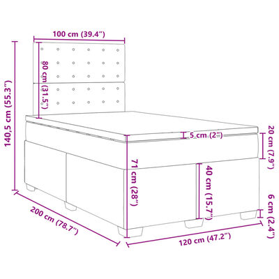 vidaXL kontinentalseng 120x200 cm fløjl lysegrå