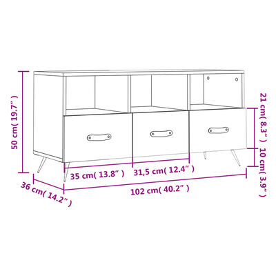 vidaXL tv-bord 102x36x50 cm konstrueret træ betongrå