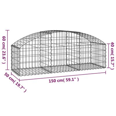 vidaXL buet gabionkurv 150x50x40/60 cm galvaniseret jern