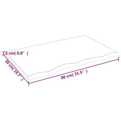 vidaXL bordplade til badeværelse 80x50x2 cm massivt træ mørkebrun