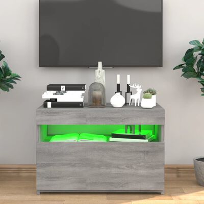 vidaXL tv-bord med LED-lys 60x35x40 cm grå sonoma-eg