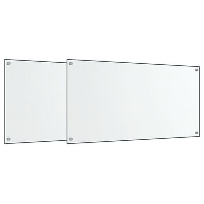 vidaXL stænkplader 2 stk. 80x50 cm hærdet glas gennemsigtig