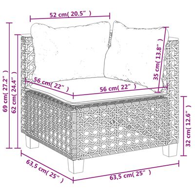 vidaXL sofasæt til haven 6 dele med hynder polyrattan sort