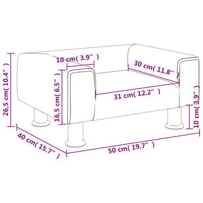 vidaXL sofa til børn 50x40x26,5 cm fløjl lysegrå