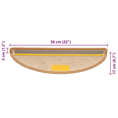 vidaXL selvklæbende trappemåtter 15 stk. 56x17x3 cm sisalfarve