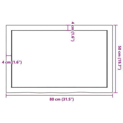 vidaXL bordplade til badeværelse 80x50x(2-4) cm massivt træ mørkebrun