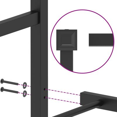 vidaXL sengeramme med sengegavl og fodgærde 100x200 cm metal sort