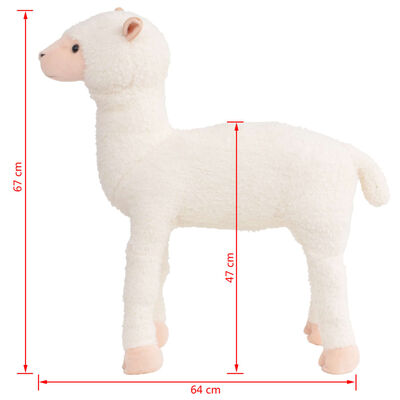 vidaXL stående tøjdyr alpaca plysstof XXL hvid