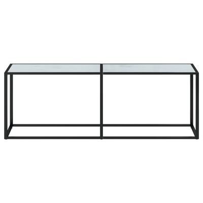 vidaXL konsolbord 220x35x75,5 cm hærdet glas hvid marmor