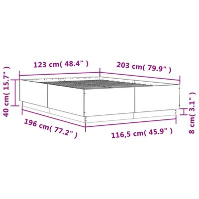 vidaXL sengeramme med LED-lys 120x200 cm konstrueret træ betongrå