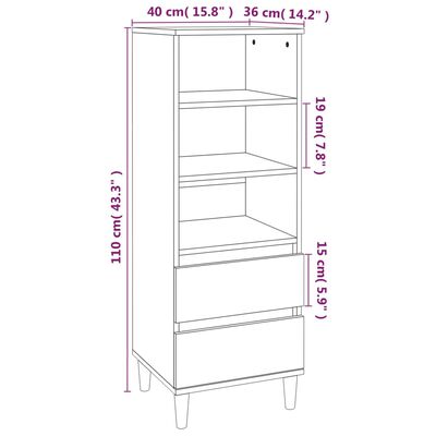 vidaXL skab 40x36x110 cm konstrueret træ Grå sonoma-eg