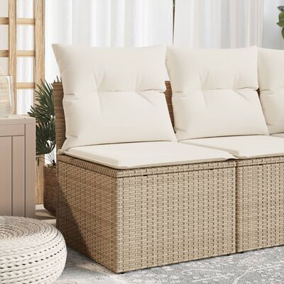 vidaXL havestol med hynder uden armlæn polyrattan beige