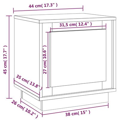 vidaXL sengebord 44x35x45 cm konstrueret træ sort