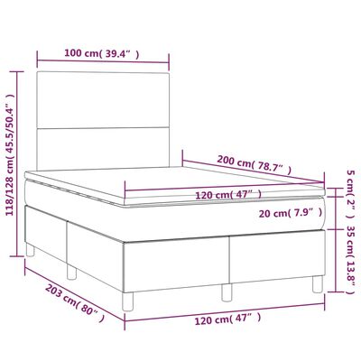 vidaXL kontinentalseng med madras 120x200 cm kunstlæder grå