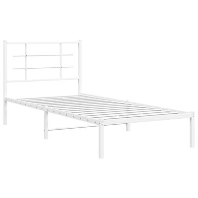 vidaXL sengeramme med sengegavl 90x190 cm metal hvid