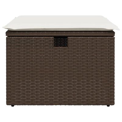 vidaXL haveskammel med hynde 55x55x37 cm polyrattan brun