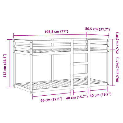 vidaXL køjeseng med gardiner 75x190 cm massivt fyrretræ blå