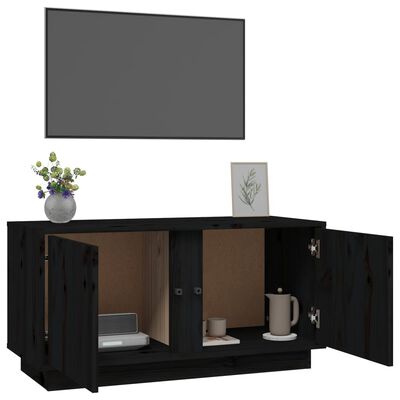 vidaXL tv-bord 80x35x40,5 cm massivt fyrretræ sort