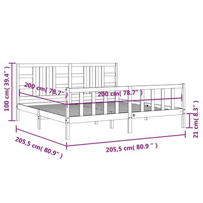 vidaXL sengeramme med sengegavl 200x200 cm massivt træ hvid