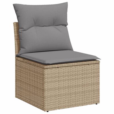 vidaXL havesofasæt 12 dele med hynder polyrattan beige