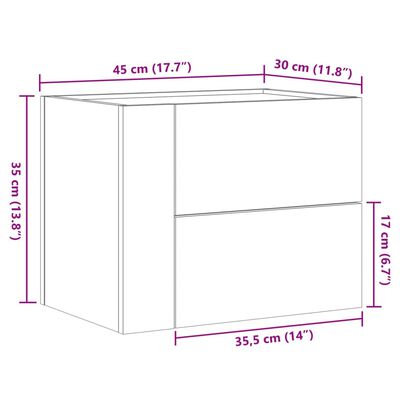 vidaXL væghængte sengeborde 2 stk. 45x30x35 cm sort