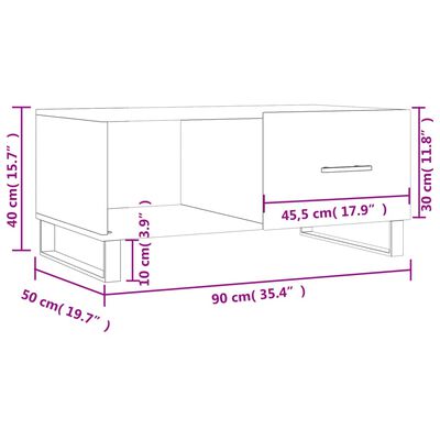 vidaXL sofabord 90x50x40 cm konstrueret træ sonoma-eg