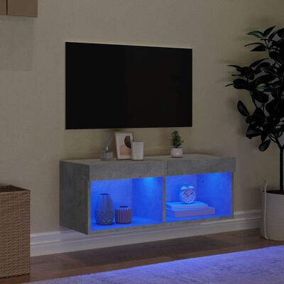 vidaXL sengebord med LED-lys 80x30x30 cm betongrå