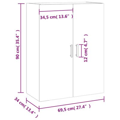 vidaXL væghængt skab 69,5x34x90 cm hvid