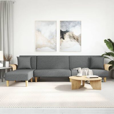 vidaXL L-formet sovesofa 279x140x70 cm stof mørkegrå