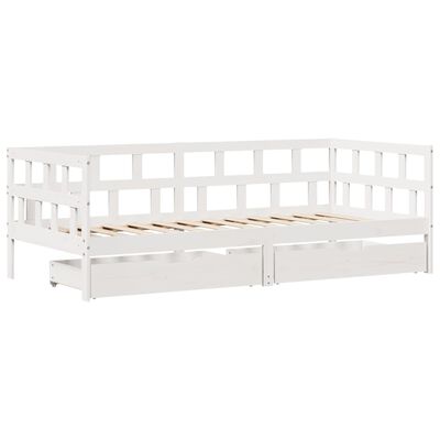 vidaXL daybed med skuffer 90x200 cm massivt fyrretræ hvid