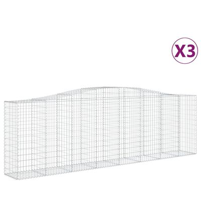 vidaXL buede gabionkurve 3 stk. 400x50x120/140 cm galvaniseret jern