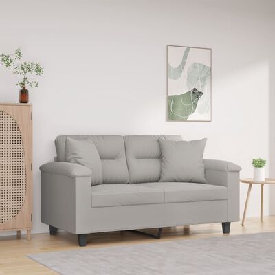 vidaXL 2-personers sofa med puder 120 cm mikrofiberstof lysegrå