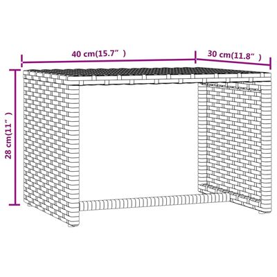 vidaXL liggestol 1 stk. med bord polyrattan grå