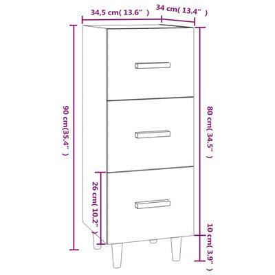 vidaXL skænk 34,5x34x90 cm konstrueret træ sonoma-eg