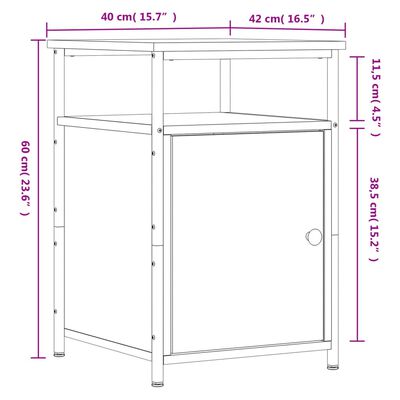 vidaXL sengebord 40x42x60 cm konstrueret træ sonoma-eg