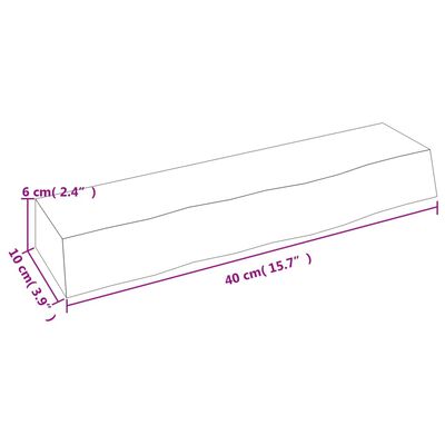 vidaXL væghylde 40x10x6 cm behandlet massivt egetræ mørkebrun